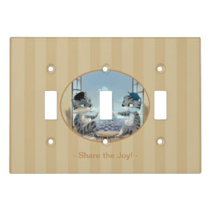 Cats & Eiffel Tower - Paris J Triple Light Switch Cover