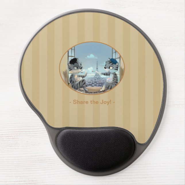 Cats & Eiffel Tower - Paris Joy Gel Mouse Pad (Front)