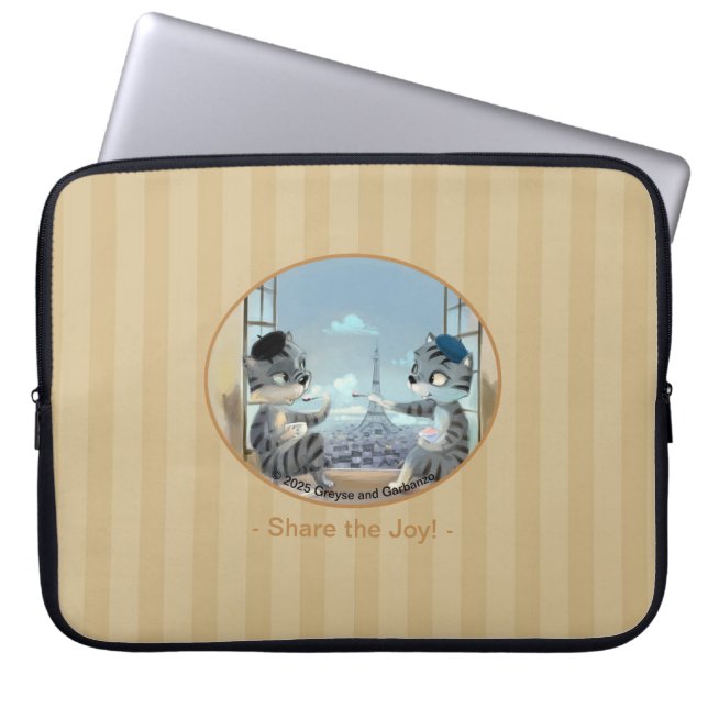 Cats & Eiffel Tower - Paris Joy Laptop Sleeve (Front)