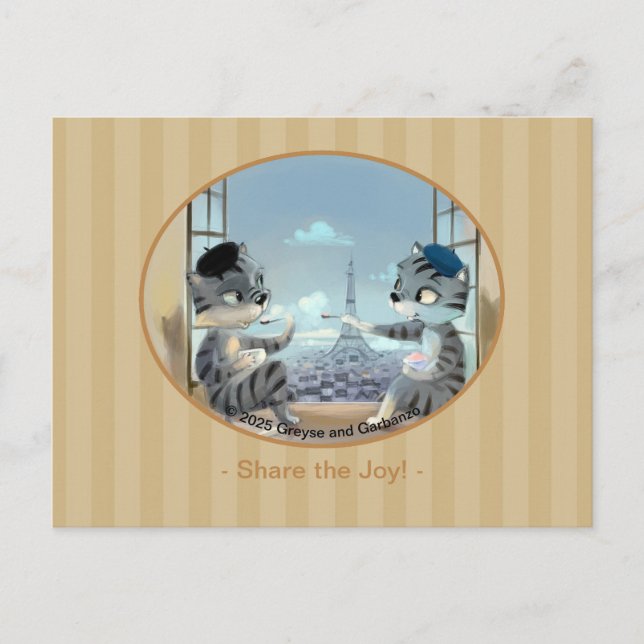 Cats & Eiffel Tower – Paris Joy Postcard (Front)