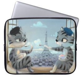 Cats & Eiffel Tower - Paris Laptop Sleeve