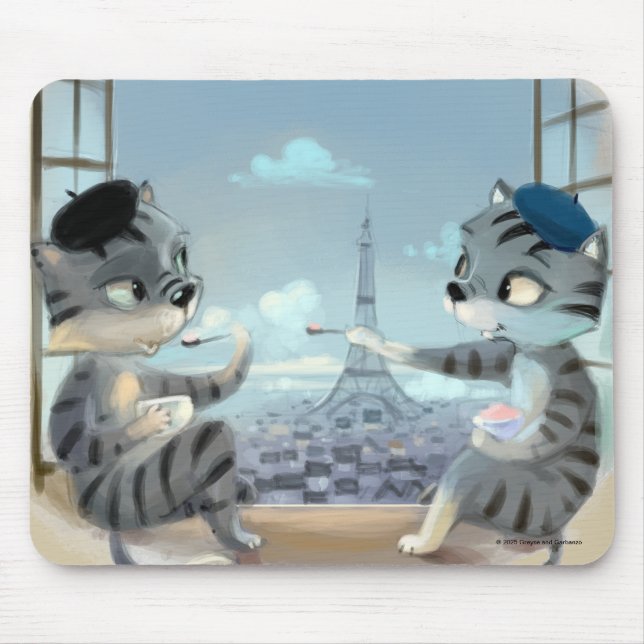 Cats & Eiffel Tower – Paris Mouse Pad (Front)