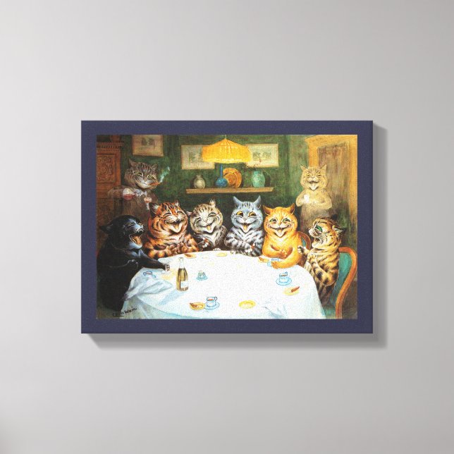 Cats Enjoying Cigars & Brandy, Louis Wain Canvas Print (Front)