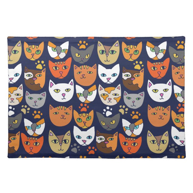 Cats Everywhere Cat Person Cloth Placemat (Front)