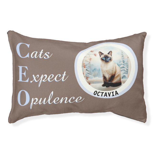 Cats Expect Opulence CEO Photo Name Pillow Pet Bed (Front)