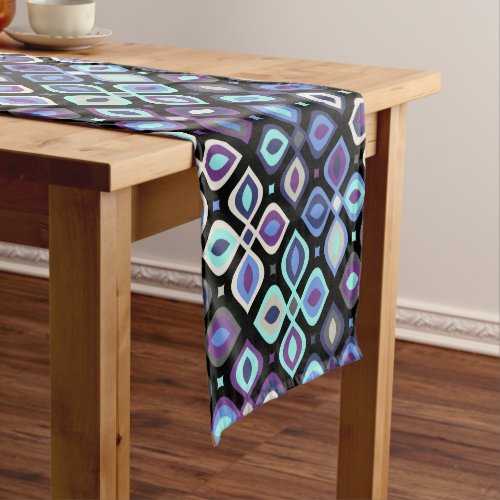 Cats_eye 70s inspired geometric floral short table runner