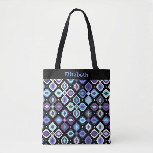 Cats_eye 70s inspired geometric floral tote bag