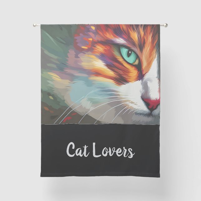 Cat's Eye Design Sheer Curtains (Front)