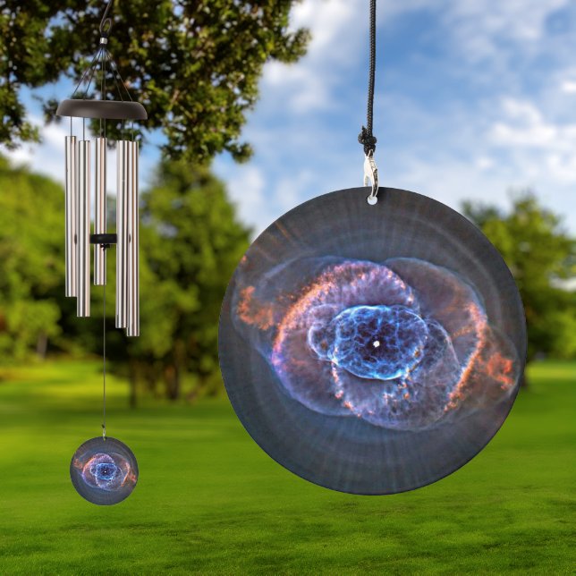 Cat's Eye Nebula Blue Spherical Bubble Abstract Wind Chime (Outdoor)
