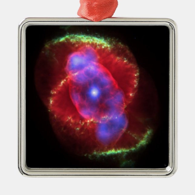 Cat's Eye Nebula glowing Metal Ornament (Front)