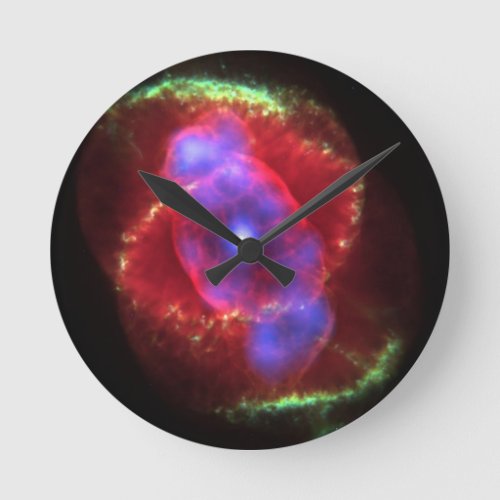 Cats Eye Nebula glowing Round Clock