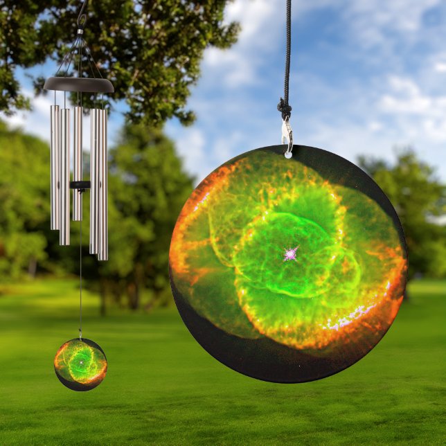 Cat's Eye Nebula Green Planetary Cosmos Abstract Wind Chime (Outdoor)