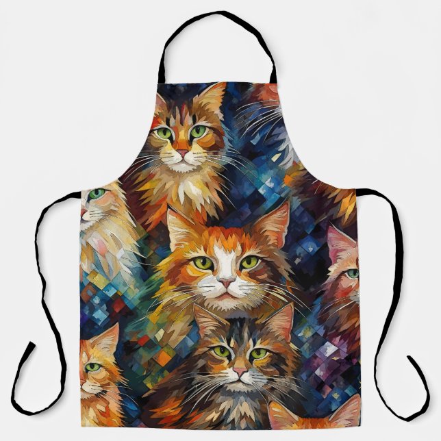 Cats Faces Animals Art  Apron (Front)