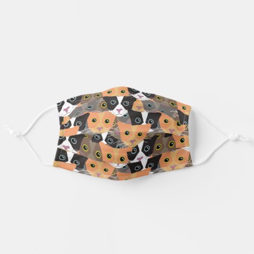Cats Faces Colorful Cute Patterned Adult Cloth Face Mask
