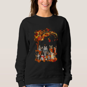 Cats Fall Autumn Leaf  Thanksgiving Cat Sweatshirt