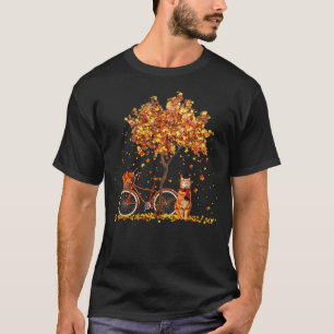 Cats Fall Autumn Leaf Tree And Bicycle - Cat Lover T-Shirt