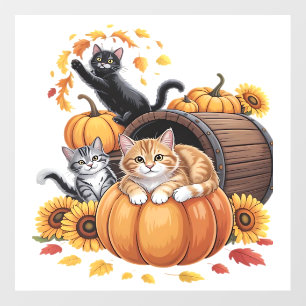 Cats Fall Autumn Pumpkins Thanksgiving Sunflower C Floor Decals