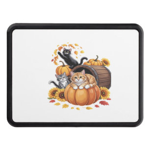Cats Fall Autumn Pumpkins Thanksgiving Sunflower C Hitch Cover