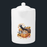 Cats Fall Autumn Pumpkins Thanksgiving Sunflower C Teapot<br><div class="desc">Cats Fall Autumn Pumpkins Thanksgiving Sunflower Classic T-Shirt</div>