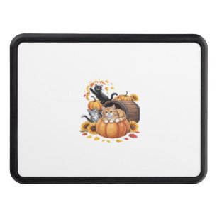 Cats Fall Autumn Pumpkins Thanksgiving Sunflower O Hitch Cover