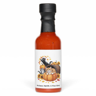 Cats Fall Autumn Pumpkins Thanksgiving Sunflower O Hot Sauces