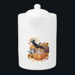 Cats Fall Autumn Pumpkins Thanksgiving Sunflower O Teapot<br><div class="desc">Cats Fall Autumn Pumpkins Thanksgiving Sunflower Oversized T-Shirt</div>