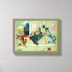 Cats Family's Train Travel, Louis Wain Canvas Print