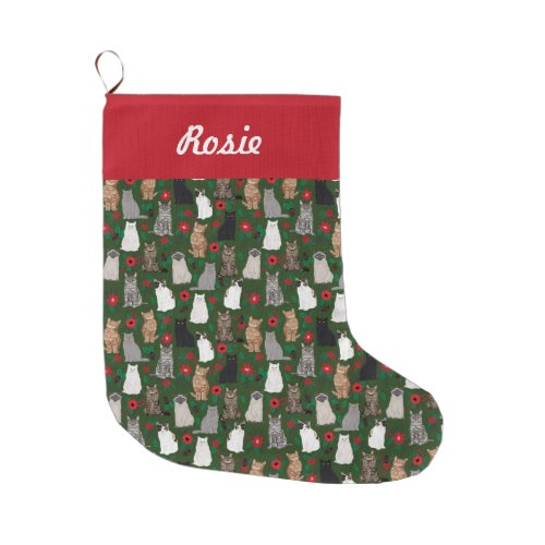 Cats florals christmas stocking