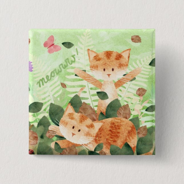 Cats foliage frolics - pin badge (Front)
