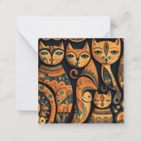 Cats folk art card