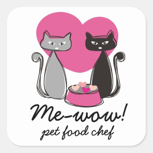 Cats food bowl hearts pet food chef package label