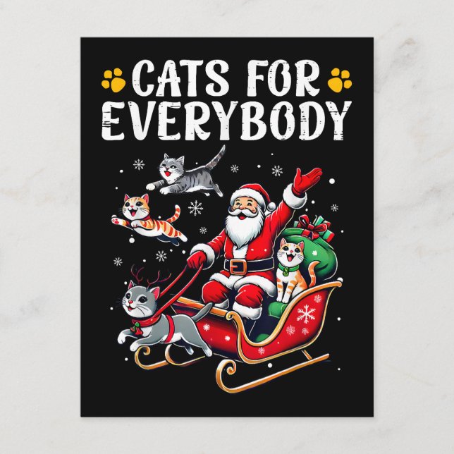 Cats For Everybody Christmas Cat Funny  Enclosure Card (Front)