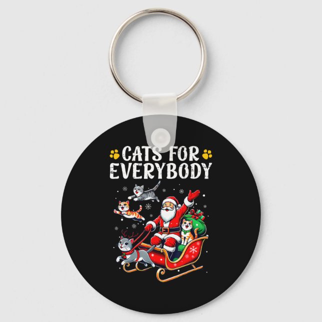 Cats For Everybody Christmas Cat Funny Xmas Men Wo Keychain (Front)