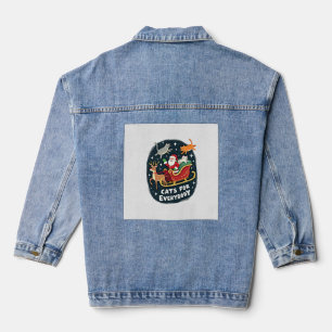 Cats For Everybody Christmas Cat Funny Xmas Women Denim Jacket