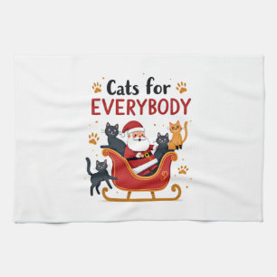 Cats For Everybody Christmas Cat Funny Xmas Women Kitchen Towel