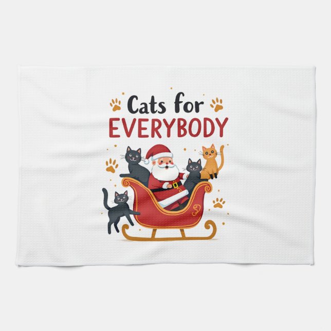 Cats For Everybody Christmas Cat Funny Xmas Women  Kitchen Towel (Horizontal)