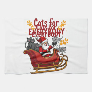 Cats For Everybody Christmas Cat Funny Xmas Women Kitchen Towel