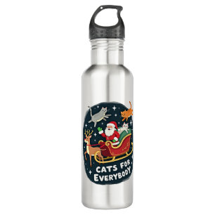 Cats For Everybody Christmas Cat Funny Xmas Women  Stainless Steel Water Bottle