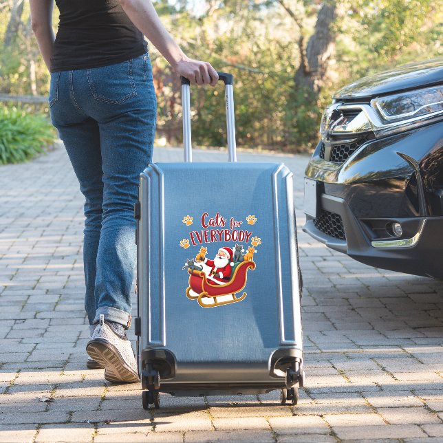 Cats For Everybody Christmas Cat Funny Xmas Women  Sticker (Suitcase Insitu)