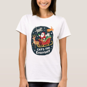 Cats For Everybody Christmas Cat Funny Xmas Women  T-Shirt