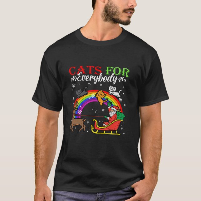 Cats For Everybody Christmas Cat Funny Xmas Women  T-Shirt (Front)