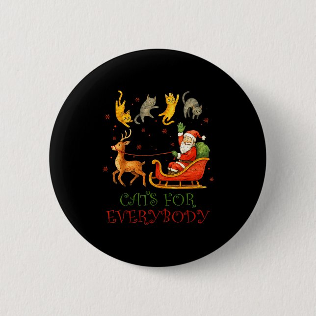 Cats For Everybody Christmas Funny Cat Xmas Santa  Button (Front)