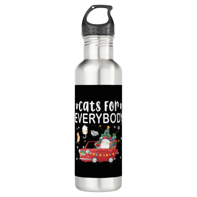 Cats For Everybody Christmas Stainless Steel Water Bottle (Front)