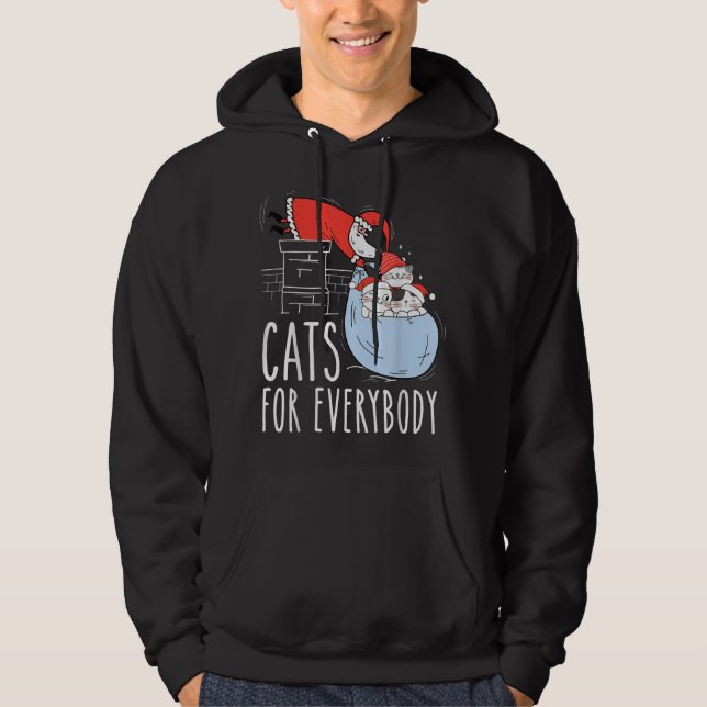 Cats for Everybody Cute Christmas Cat Santa Hat Fu Hoodie (Front)