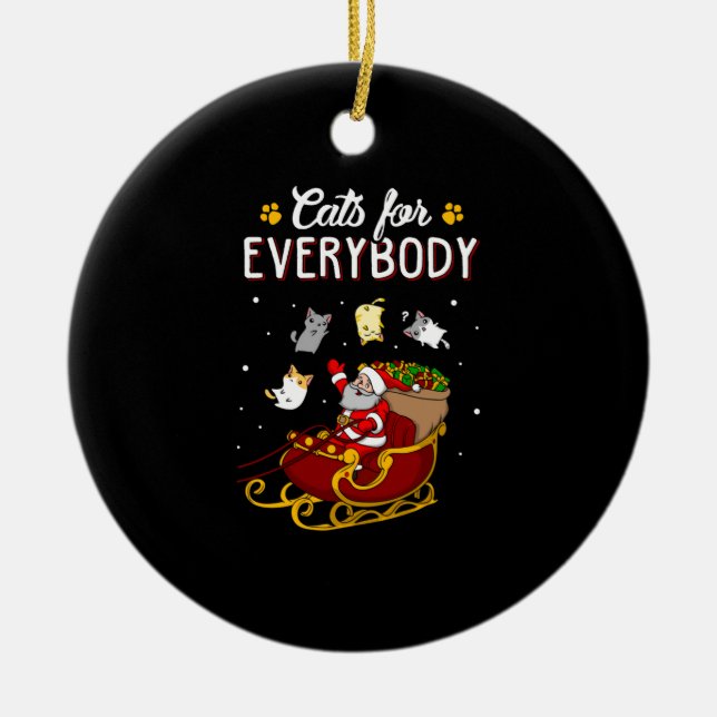 Cats For Everybody Funny Ugly Christmas Swea   Ceramic Ornament (Front)