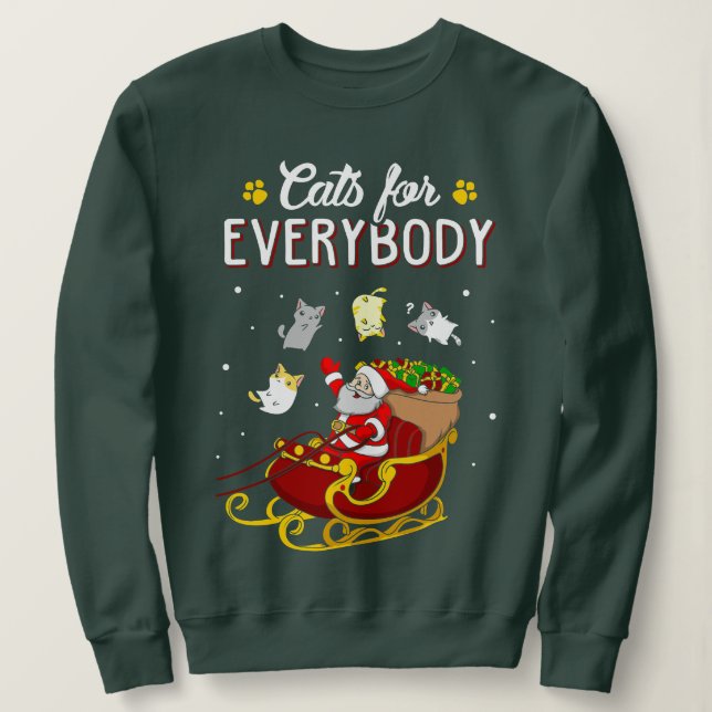 Cats For Everybody Funny Ugly Christmas Sweatshirt (Design Front)