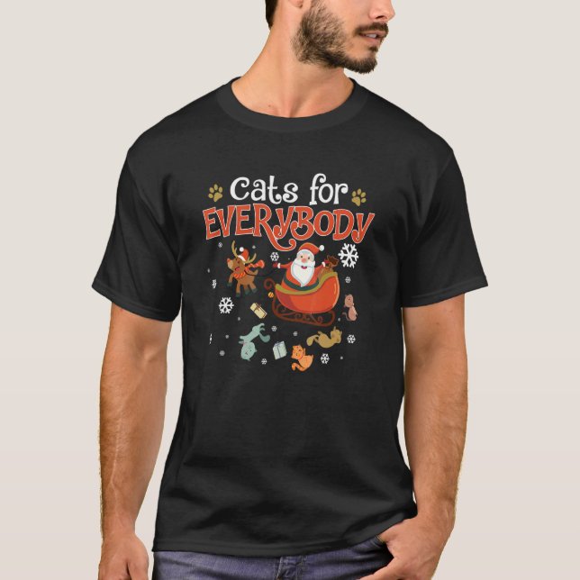 Cats For Everybody   Santa Christmas Cat   Xmas T-Shirt (Front)