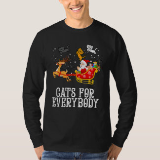 Cats For Everybody Santa  Christmas Pjs Xmas Cat T-Shirt