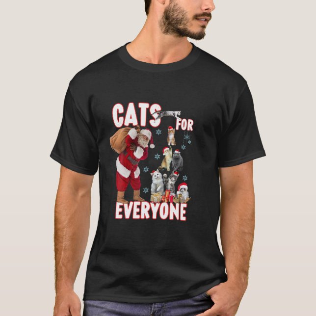 Cats For Everyone Christmas Tree Santa Xmas Pajama T-Shirt (Front)