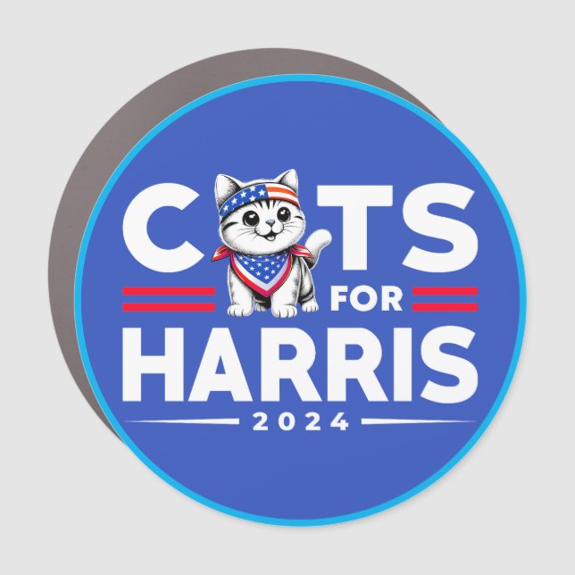 Cats for Harris 2024 election   Car Magnet (Front)